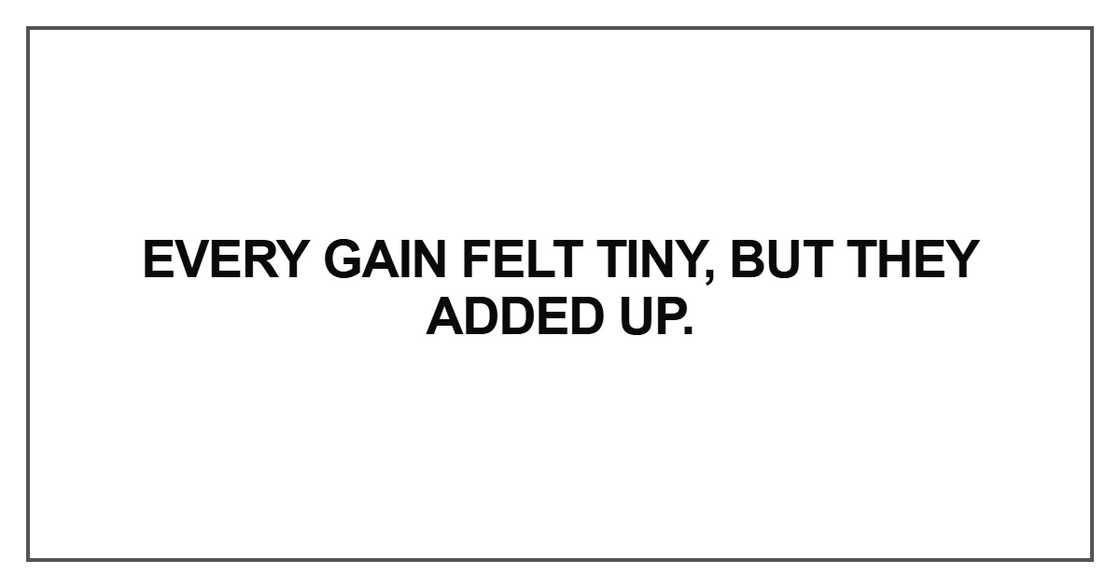 Every gain felt tiny, but they added up Every gain felt tiny, but they added up
