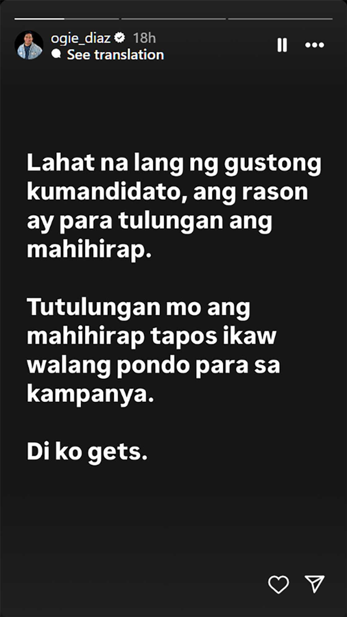 Ogie Diaz, naghayag ng opinyon ukol sa ilang kumakandidato: “Di ko gets” Ogie Diaz, naghayag ng opinyon ukol sa ilang kumakandidato: “Di ko gets”