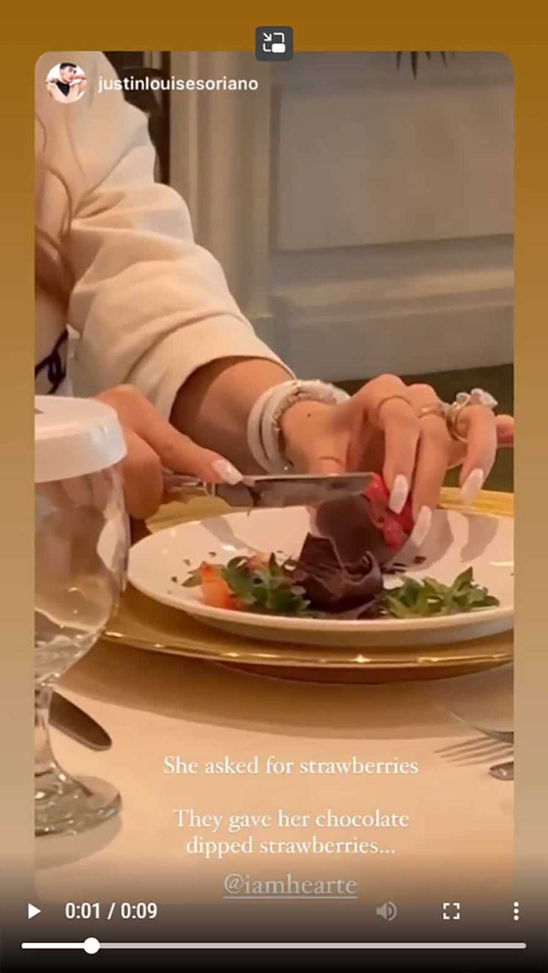 Heart Evangelista, nawindang nang binigyan ng strawberry na may tsokolate kahit simpleng prutas lang inorder