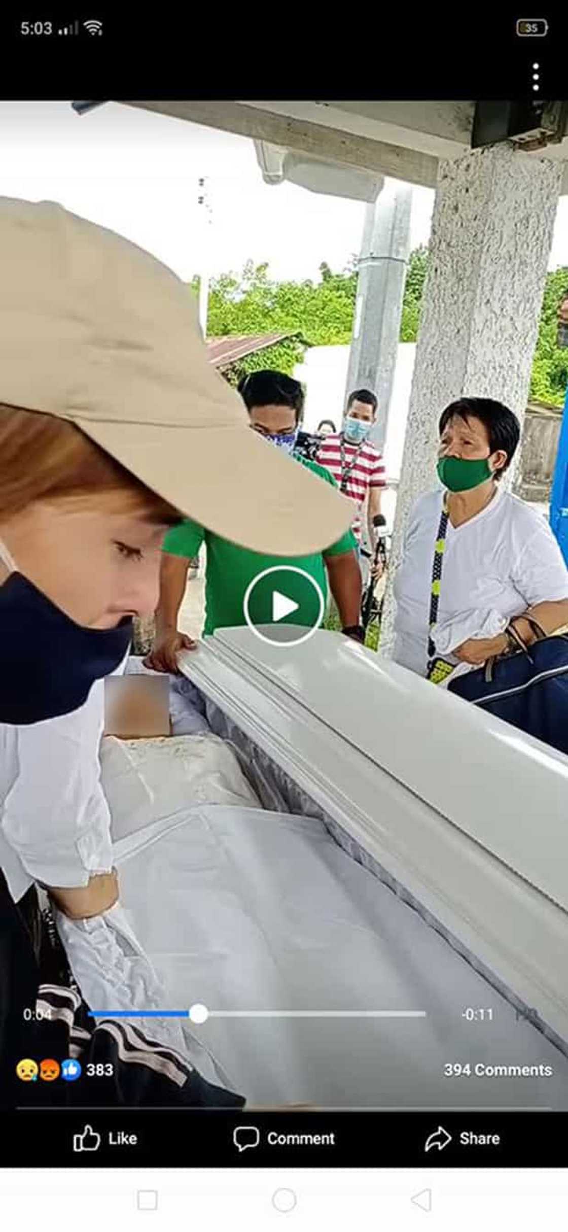 Photo of woman with creepy resemblance to Jang Lucero looking at her casket during burial goes viral