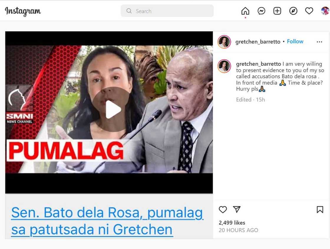 Gretchen Barretto, atat magpresenta ng pruweba sa mga sinabi laban kay Sen. Bato dela Rosa: “Time & place?”