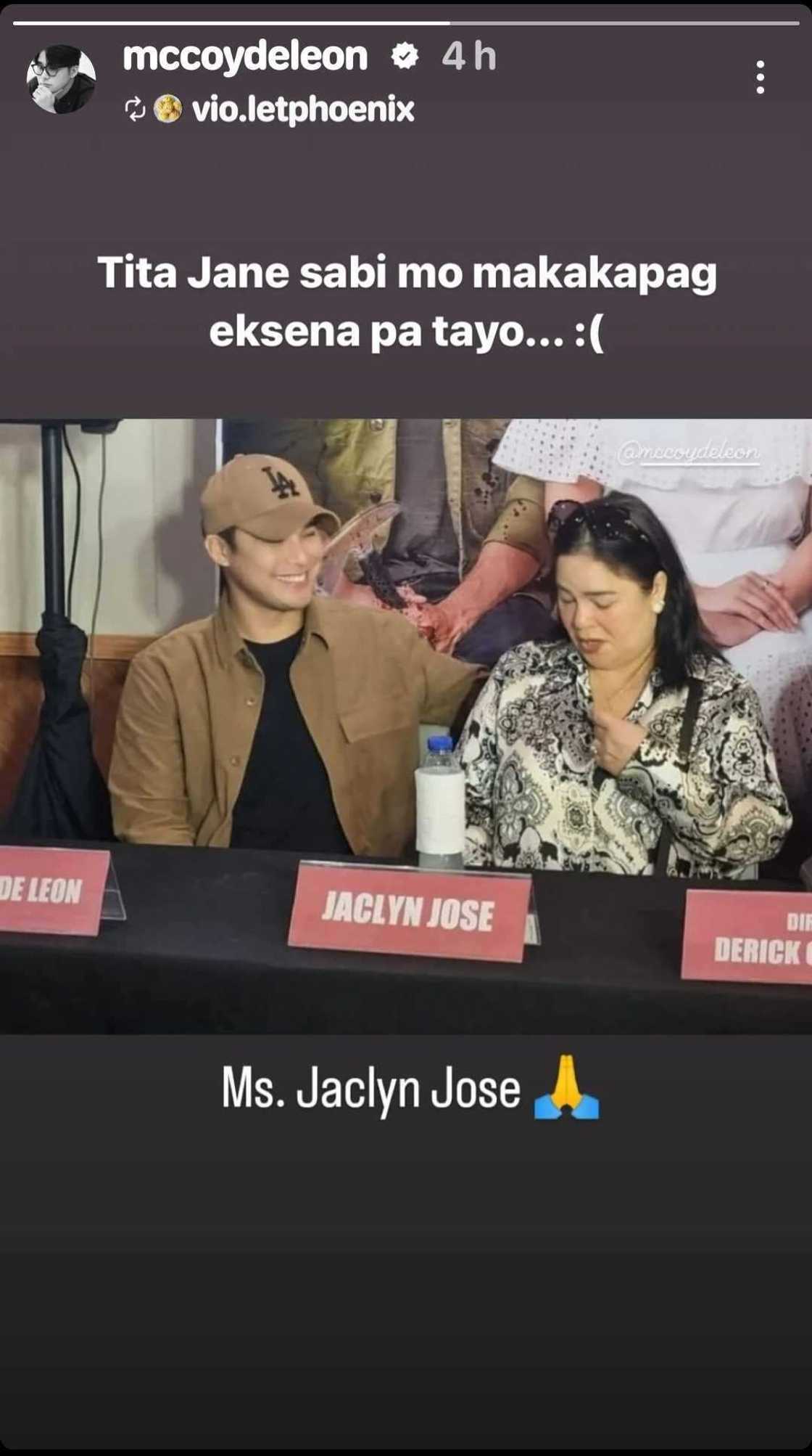 McCoy De Leon, nag-post ng madamdaming mensahe para kay Jaclyn Jose McCoy De Leon, nag-post ng madamdaming mensahe para kay Jaclyn Jose