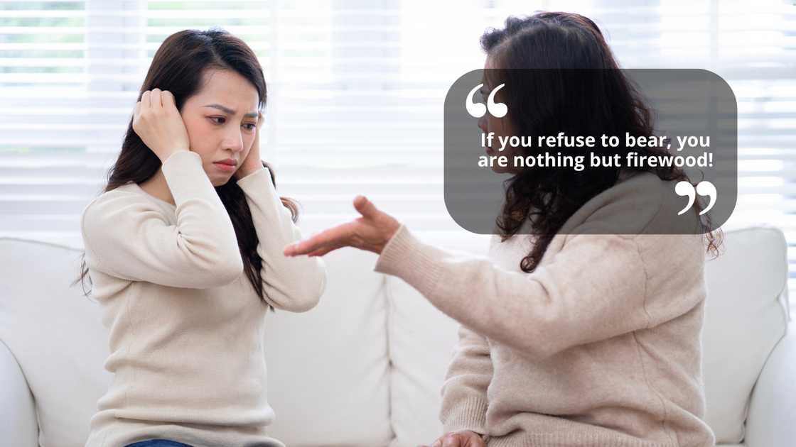 Angry aunt shouting at her niece