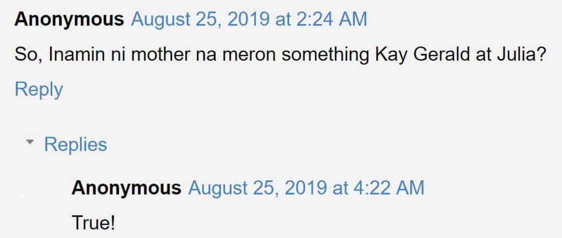 Netizens claim Gerald Anderson's mom 'confirmed' rumors about her son and Julia Barretto Netizens claim Gerald Anderson's mom 'confirmed' rumors about her son and Julia Barretto