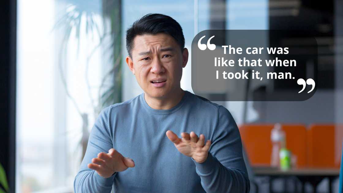 A man talking nonchalantly