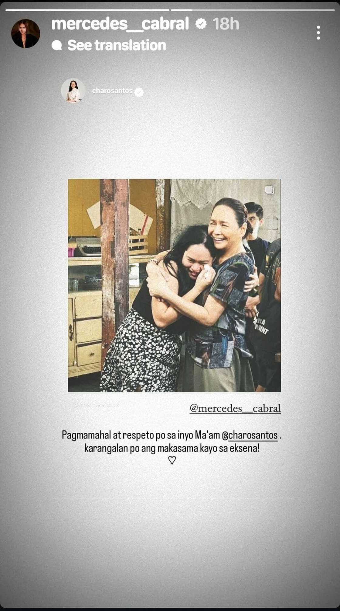 Mercedes Cabral, may mensahe kay Charo Santos matapos ang Tindeng vs. Lena scene nila sa 'BQ' Mercedes Cabral, may mensahe kay Charo Santos matapos ang Tindeng vs. Lena scene nila sa 'BQ'