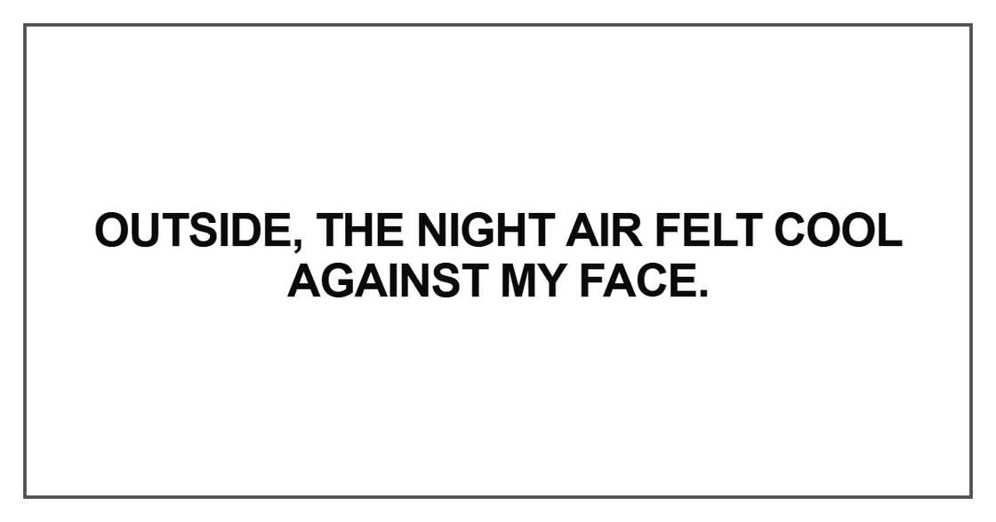 Outside, the night air felt cool against my face