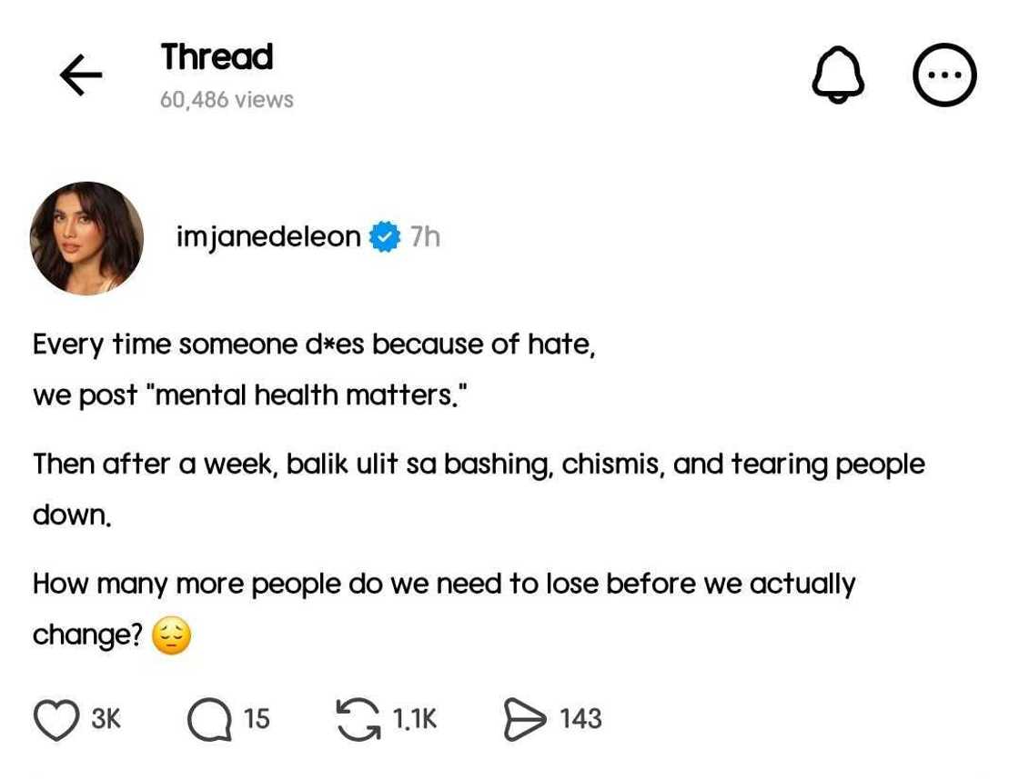 Jane de Leon pens a powerful message about the consequences of online hate Jane de Leon pens a powerful message about the consequences of online hate