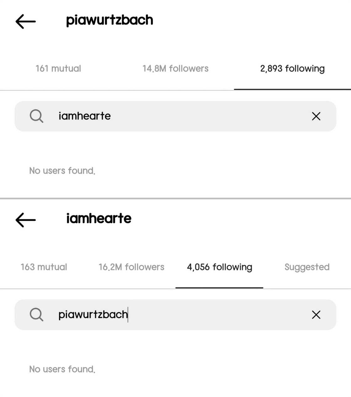 Netizens, napansing hindi na naka-follow sina Heart Evangelista at Pia Wurtzbach sa IG Netizens, napansing hindi na naka-follow sina Heart Evangelista at Pia Wurtzbach sa IG