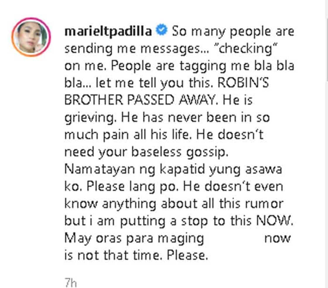 Mariel Padilla says husband still grieving, doesn't even know about the "rumor" Mariel Padilla says husband still grieving, doesn't even know about the "rumor"