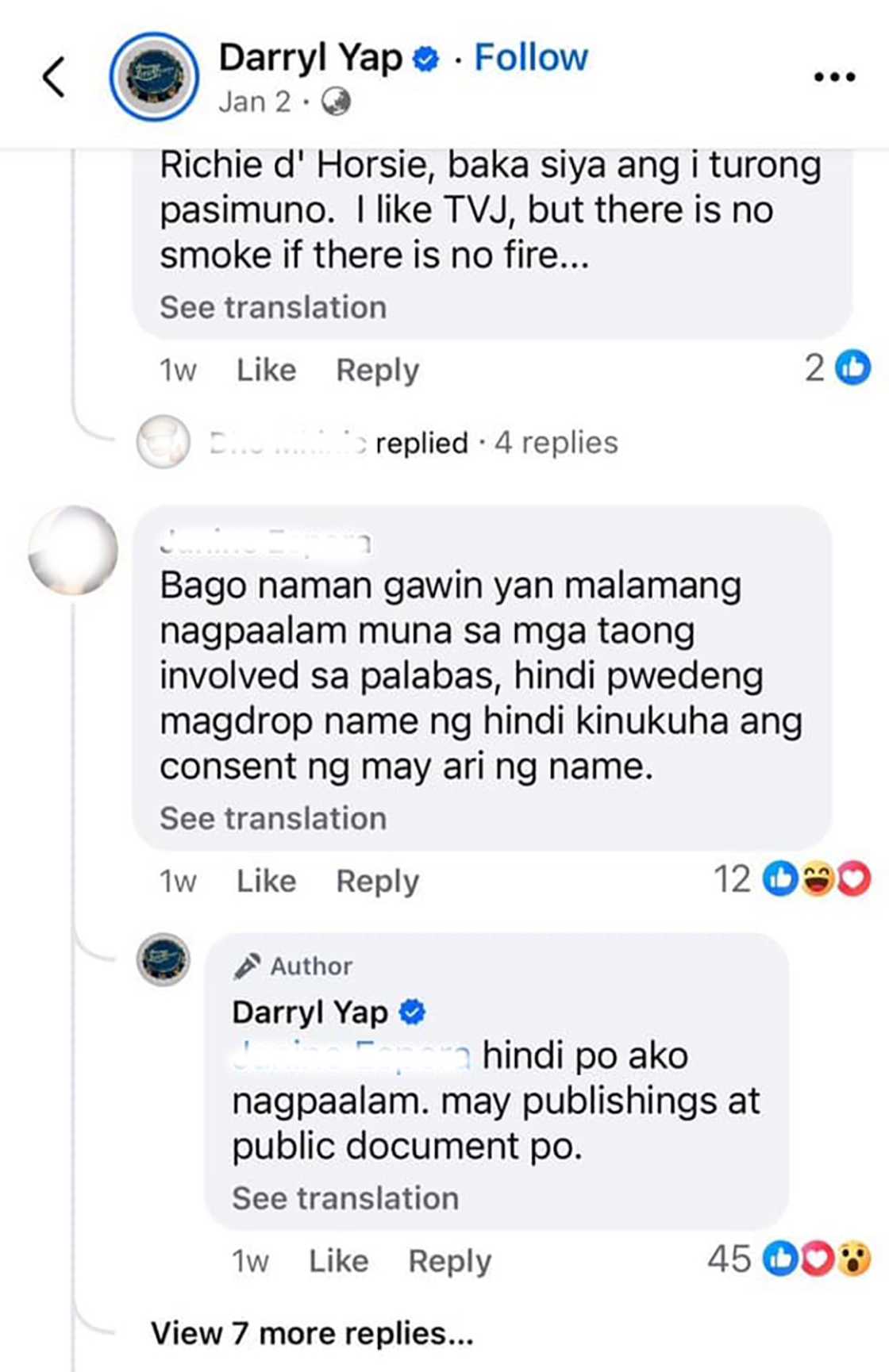 Jesus Falcis, pinost resibo aniya’y nagpapakitang di binigyan ni Darryl Yap kopya ng script ang TVJ