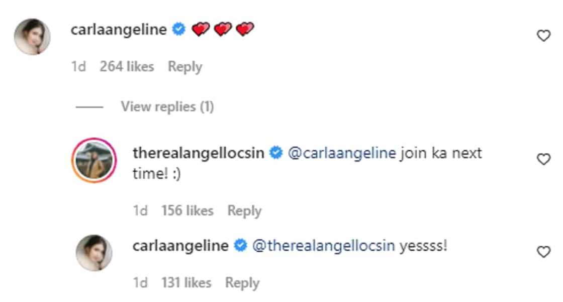 Angel Locsin replies to Carla Abellana's reaction to her post about Pasig rally: "join ka next time" Angel Locsin replies to Carla Abellana's reaction to her post about Pasig rally: "join ka next time"