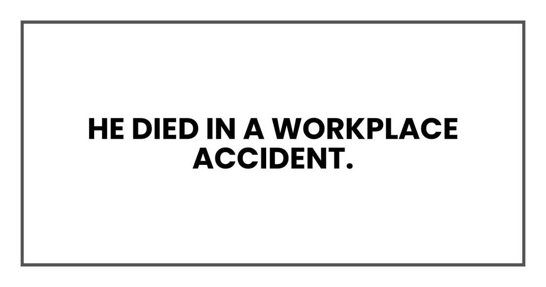 died in a workplace accident died in a workplace accident