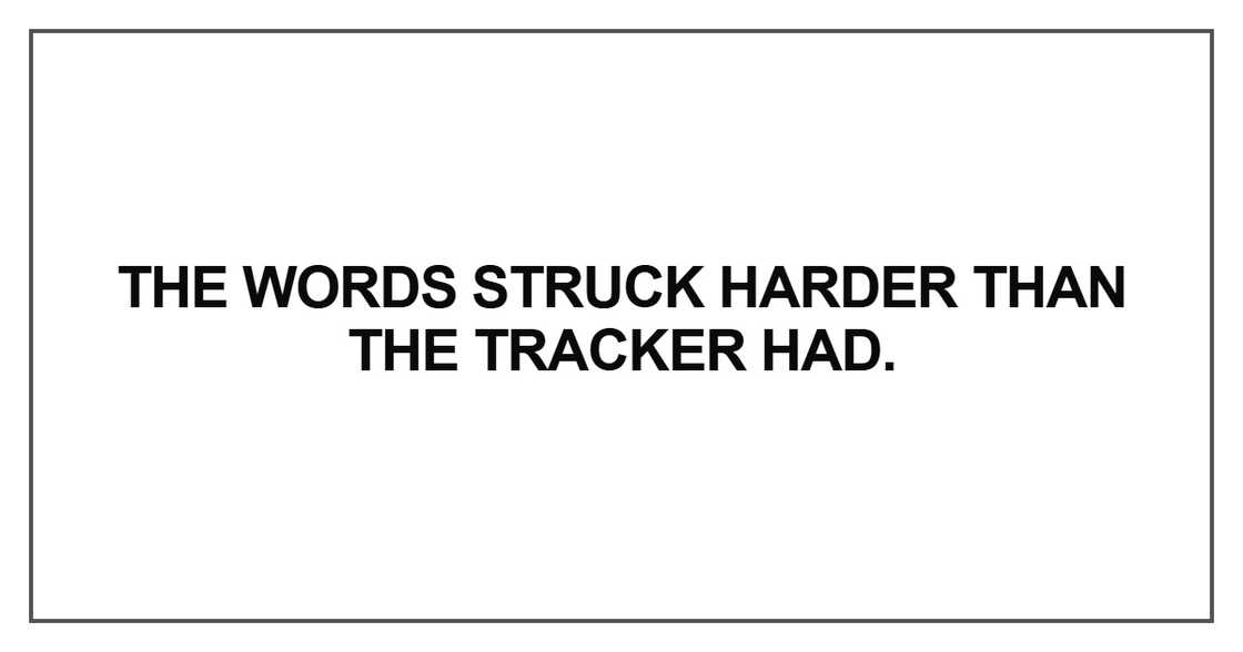 The words struck harder than the tracker had The words struck harder than the tracker had