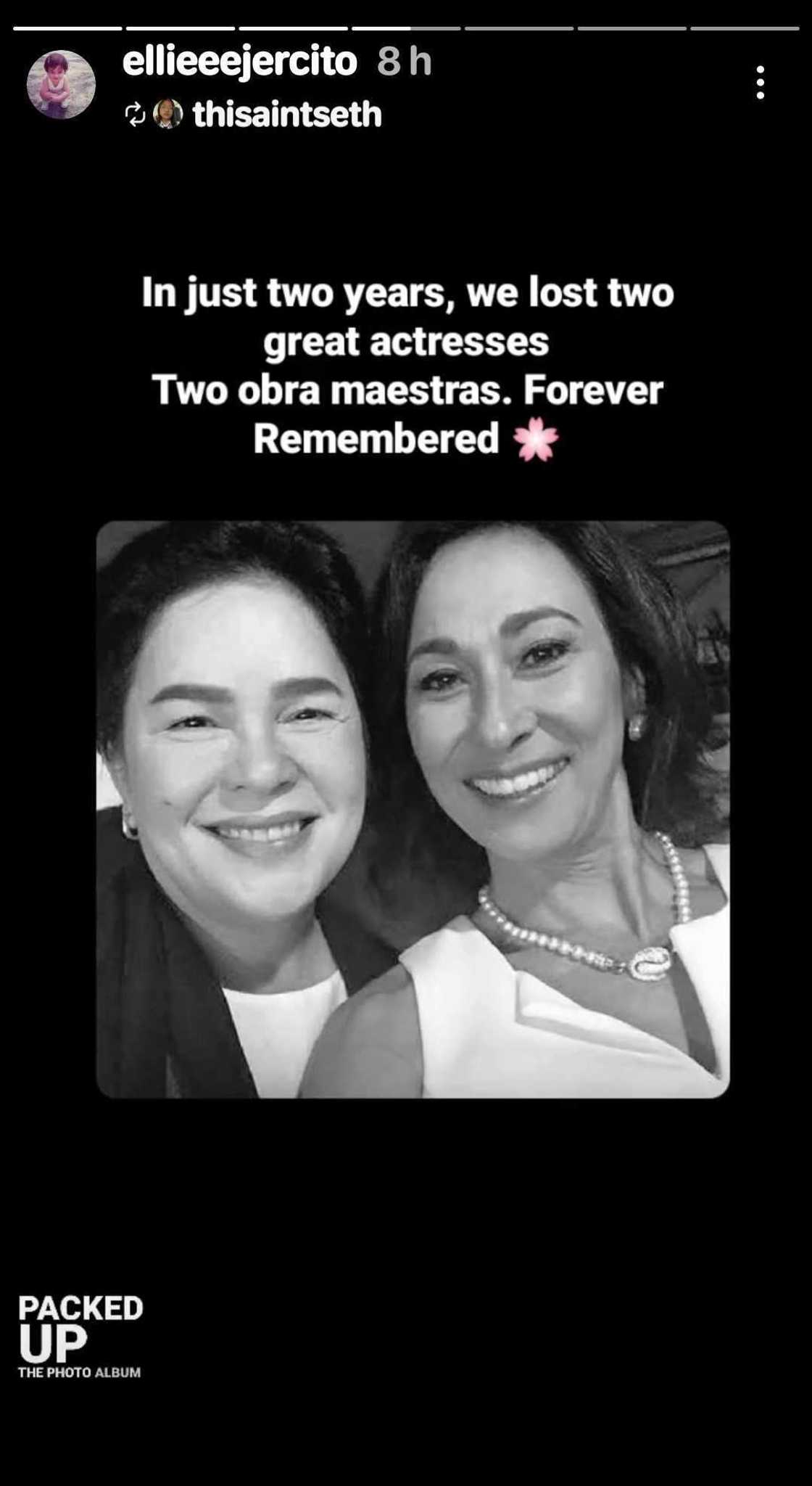 Andi Eigenmann’s daughter Ellie Ejercito reshares heartfelt post about Jaclyn Jose, Cherie Gil Andi Eigenmann’s daughter Ellie Ejercito reshares heartfelt post about Jaclyn Jose, Cherie Gil