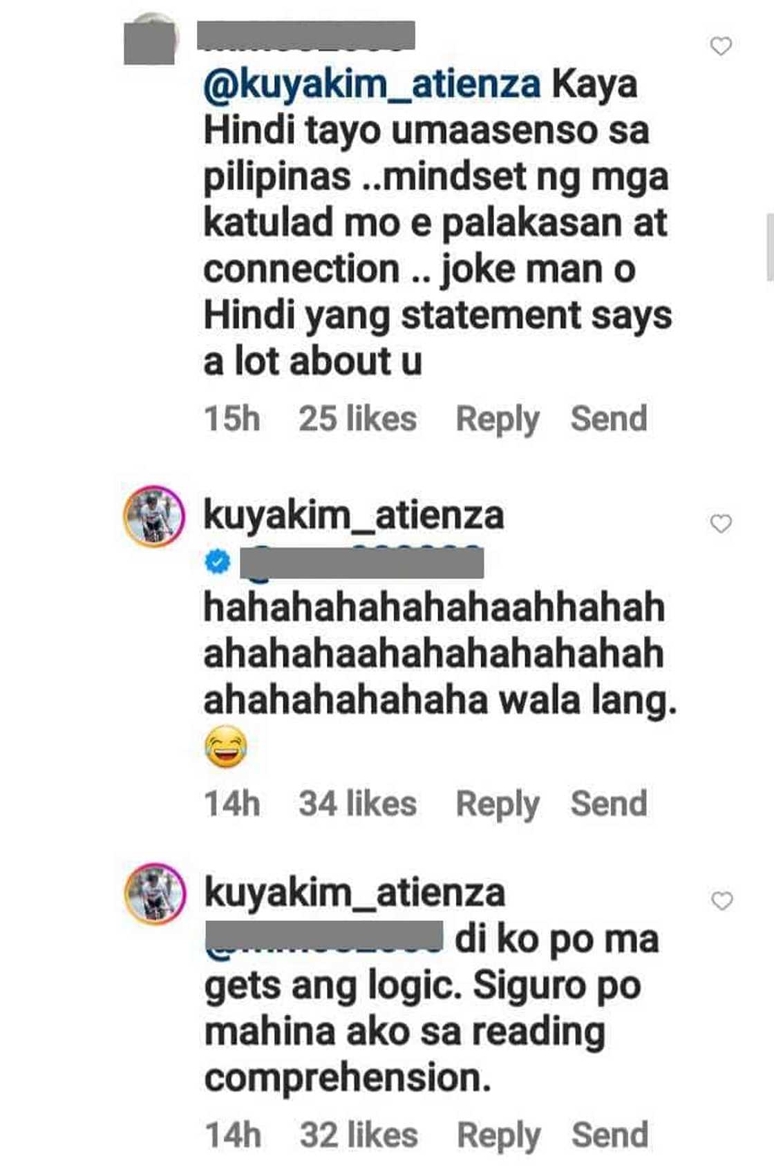 Kuya Kim Atienza laughs off basher of his “lakas ng connection ko kay prez” comment on Isabelle Daza's post Kuya Kim Atienza laughs off basher of his “lakas ng connection ko kay prez” comment on Isabelle Daza's post