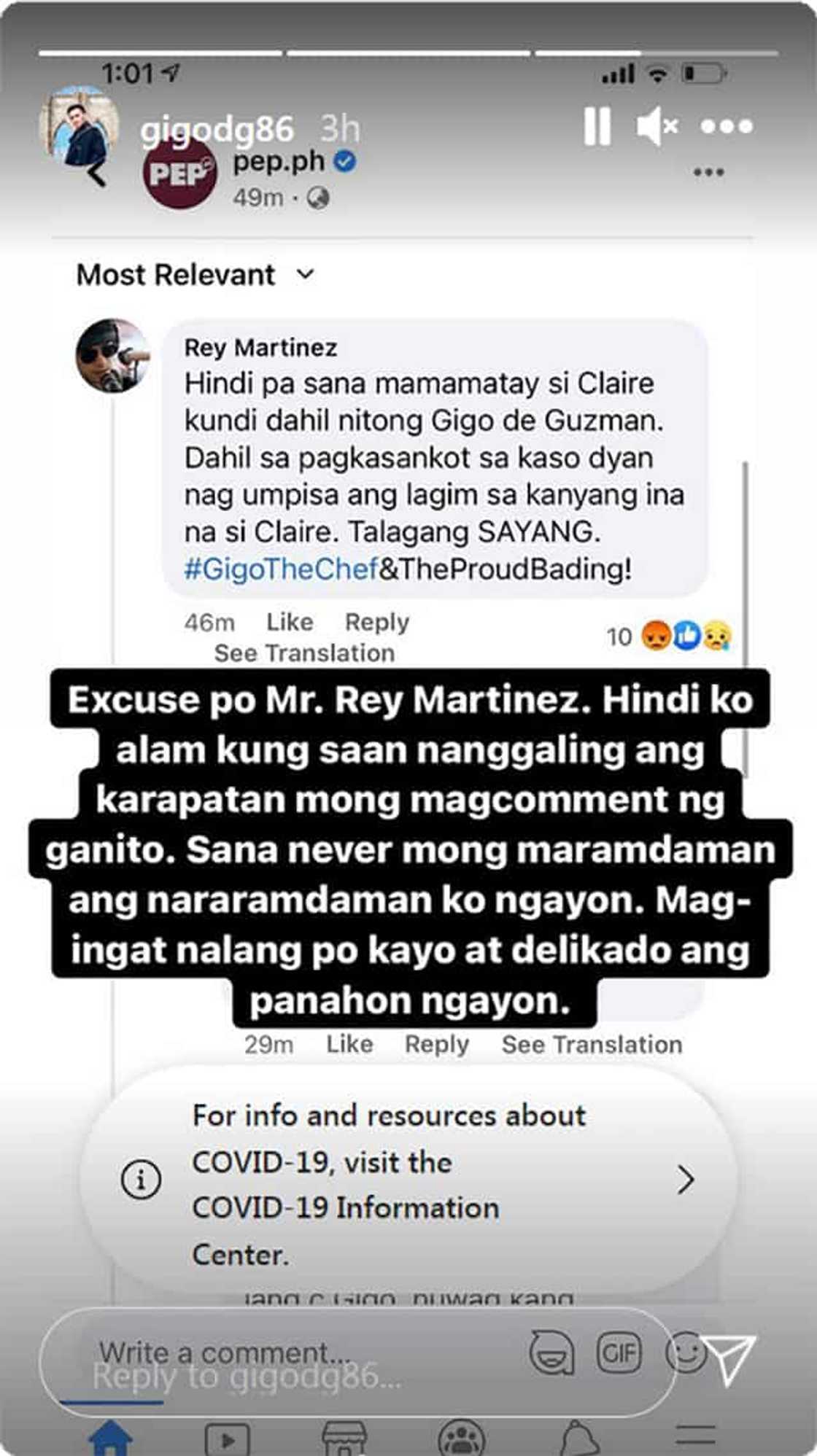 Anak ni Claire dela Fuente, binanatan ang isang netizen sa tila paninisi nito sa pagkamatay ng ina Anak ni Claire dela Fuente, binanatan ang isang netizen sa tila paninisi nito sa pagkamatay ng ina