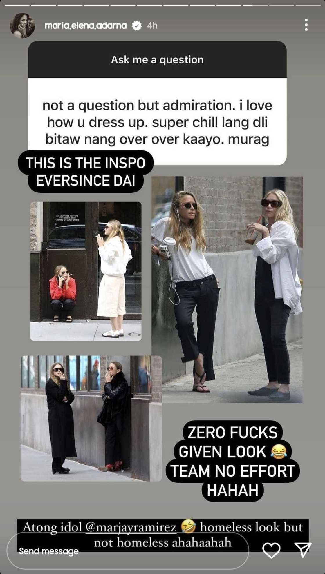 Ellen Adarna sa kanyang mga OOTD pegs: "Homeless look but not homeless"