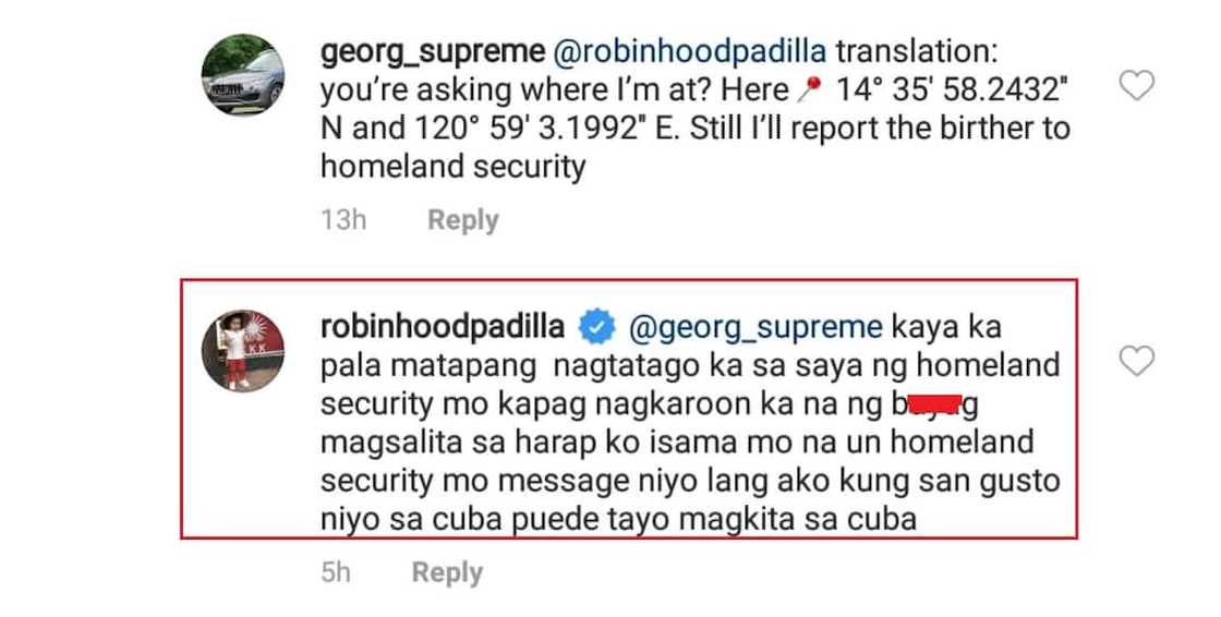 Robin Padilla curses at netizen who wants to report Mariel to US government