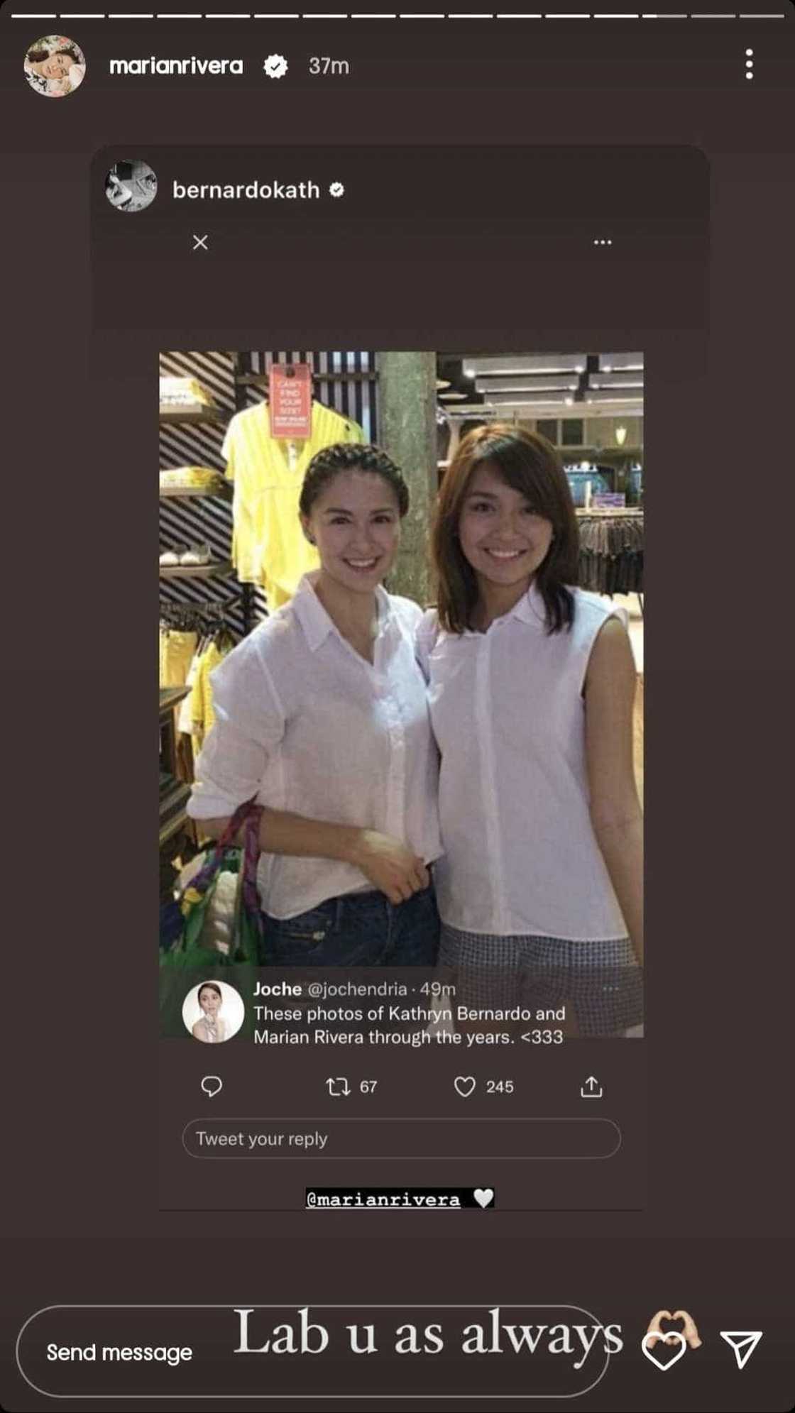 Marian Rivera sa 'through the years' photos nila ni Kathryn Bernardo: "Love you" Marian Rivera sa 'through the years' photos nila ni Kathryn Bernardo: "Love you"