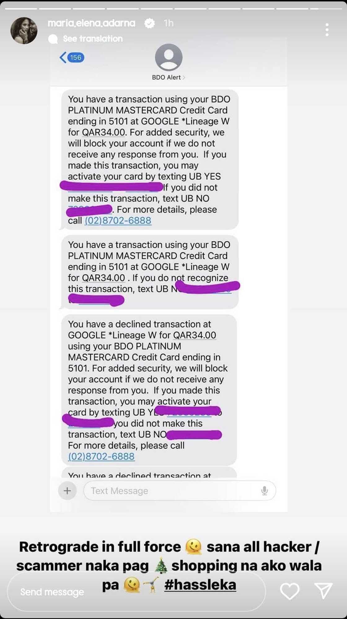 Ellen Adarna, sa mga unknown transactions sa kanyang credit card: "#HassleKa" Ellen Adarna, sa mga unknown transactions sa kanyang credit card: "#HassleKa"