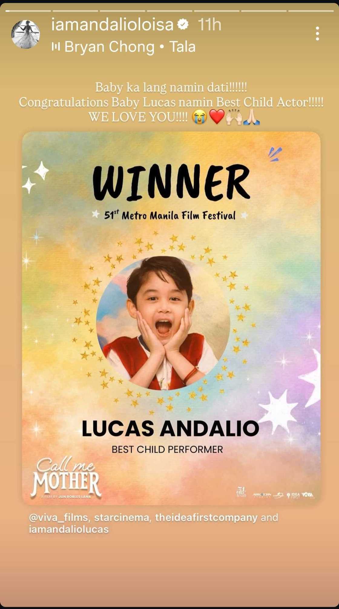 Loisa Andalio reacts to Lucas Andalio’s MMFF 2025 Best Child Performer win