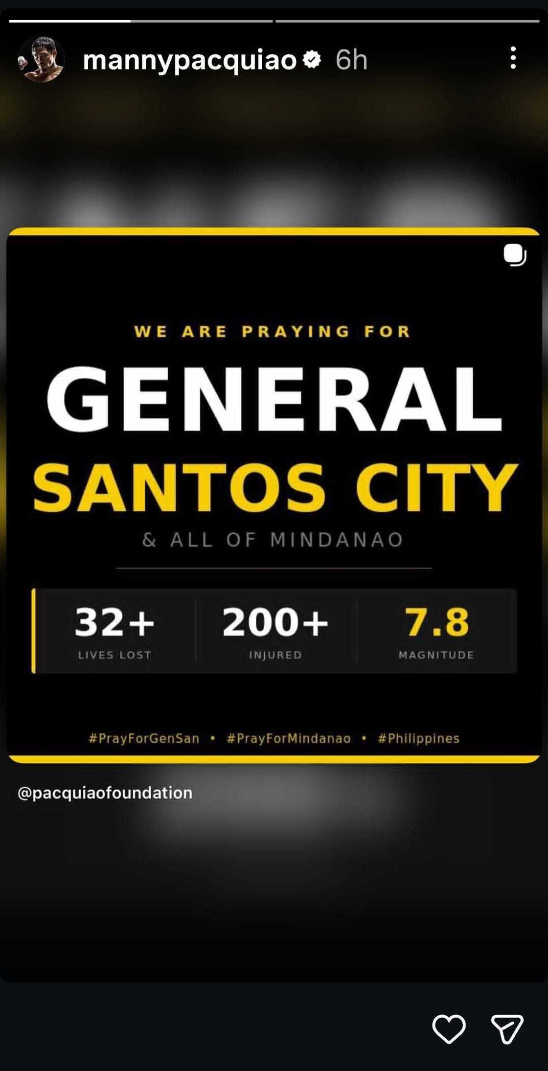 Manny Pacquiao, naglabas ng emosyonal na pahayag matapos ang lindol sa General Santos at Mindanao