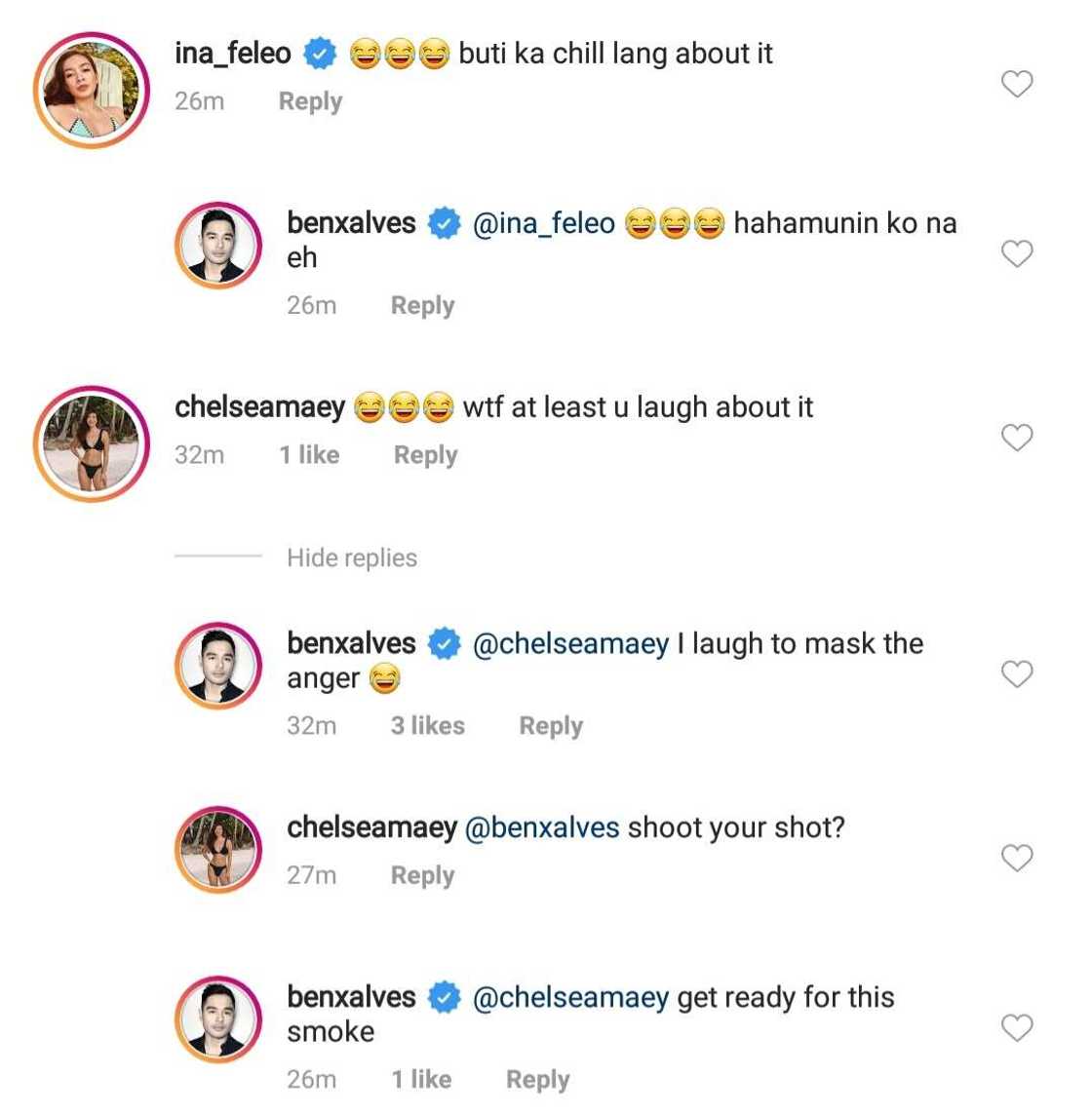 Benjamin Alves gives stern warning to male admirers who message his GF Chelsea Robato Benjamin Alves gives stern warning to male admirers who message his GF Chelsea Robato