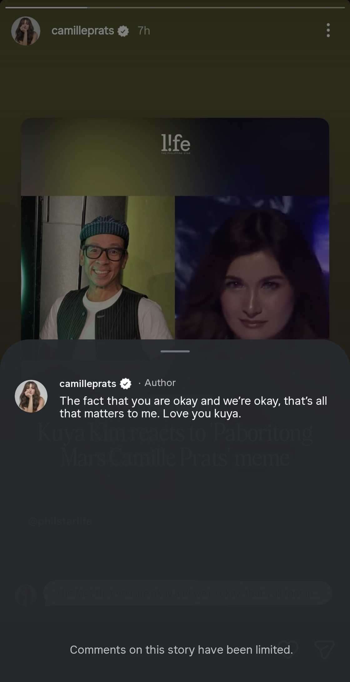 Camille Prats addresses Kuya Kim's reaction to her 'Paboritong Mars' meme Camille Prats addresses Kuya Kim's reaction to her 'Paboritong Mars' meme