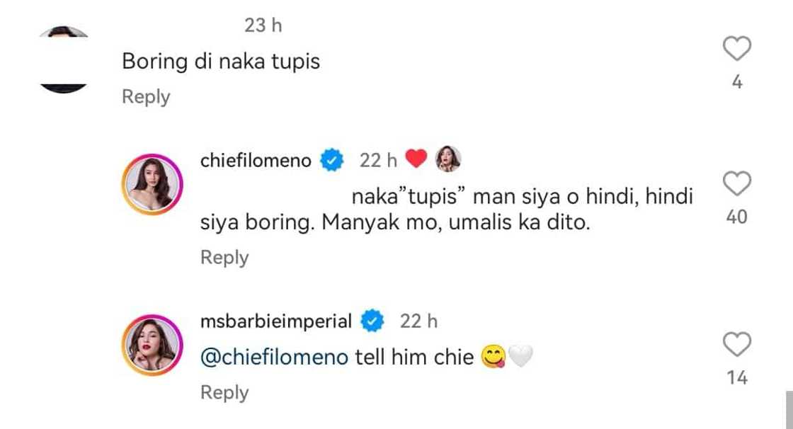 Chie Filomeno, pinagtanggol si Barbie Imperial sa aniya'y manyak: "Umalis ka dito" Chie Filomeno, pinagtanggol si Barbie Imperial sa aniya'y manyak: "Umalis ka dito"