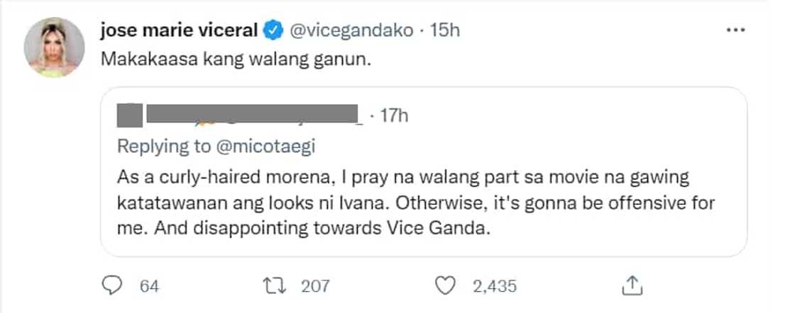 Vice Ganda, sinagot mga pumuna sa look ni Ivana Alawi sa upcoming movie nila: “Don’t stress yourself” Vice Ganda, sinagot mga pumuna sa look ni Ivana Alawi sa upcoming movie nila: “Don’t stress yourself”