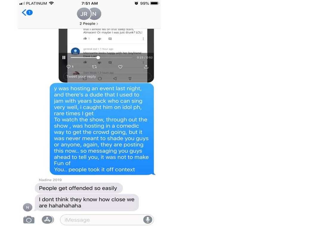 Radio DJ shows messages of Nadine Lustre after he aired controversial words about James Reid Radio DJ shows messages of Nadine Lustre after he aired controversial words about James Reid