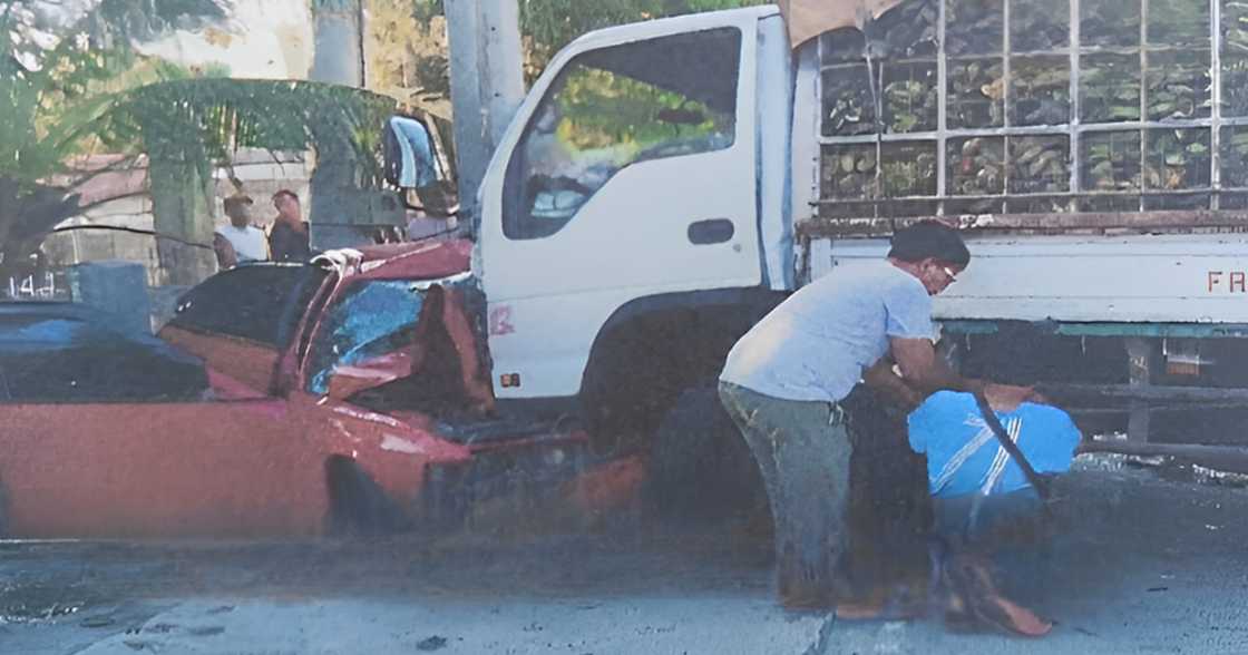 Truck na nag-overtake sa bus, bumangga sa kasalubong na kotse; driver ng kotse, patay