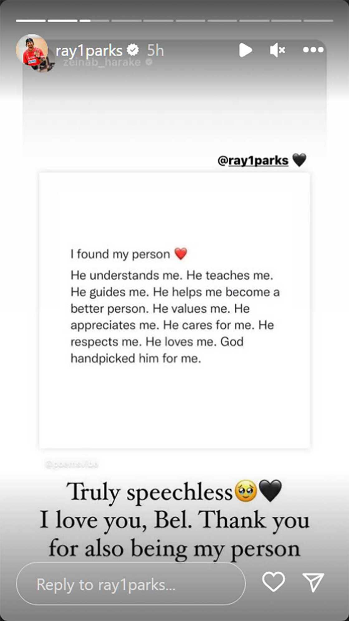 Ray Parks, inihayag gaano kamahal si Zeinab Harake matapos mag-react sa post ng huli: “Truly speechless”