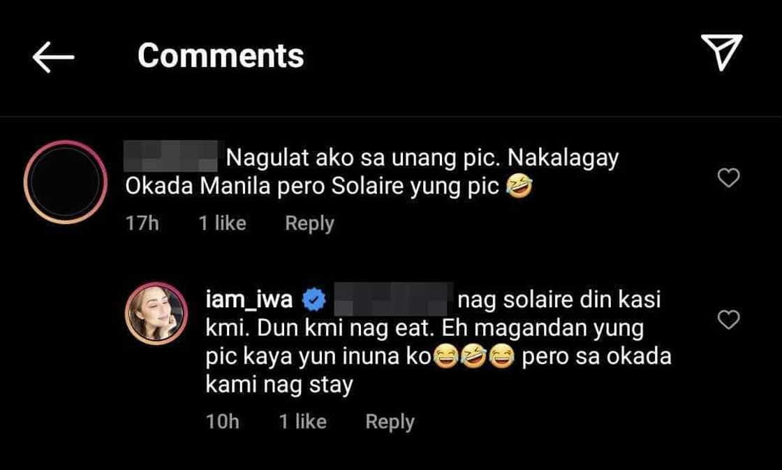 Iwa Moto, nagpaliwanag sa netizen kung bakit Okada Manila ang tinag niya sa post Iwa Moto, nagpaliwanag sa netizen kung bakit Okada Manila ang tinag niya sa post