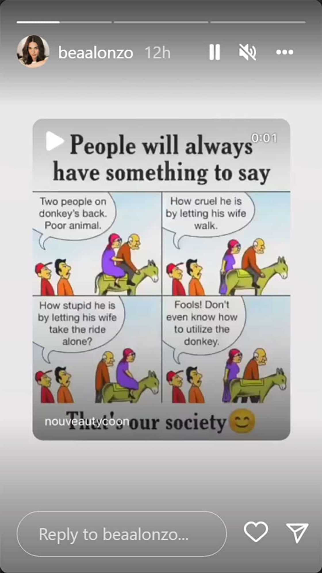 Bea Alonzo, nag-post sa socmed ng makahulugang cartoons tungkol sa kahit ano’ng gawin ng tao ay meron pupuna Bea Alonzo, nag-post sa socmed ng makahulugang cartoons tungkol sa kahit ano’ng gawin ng tao ay meron pupuna