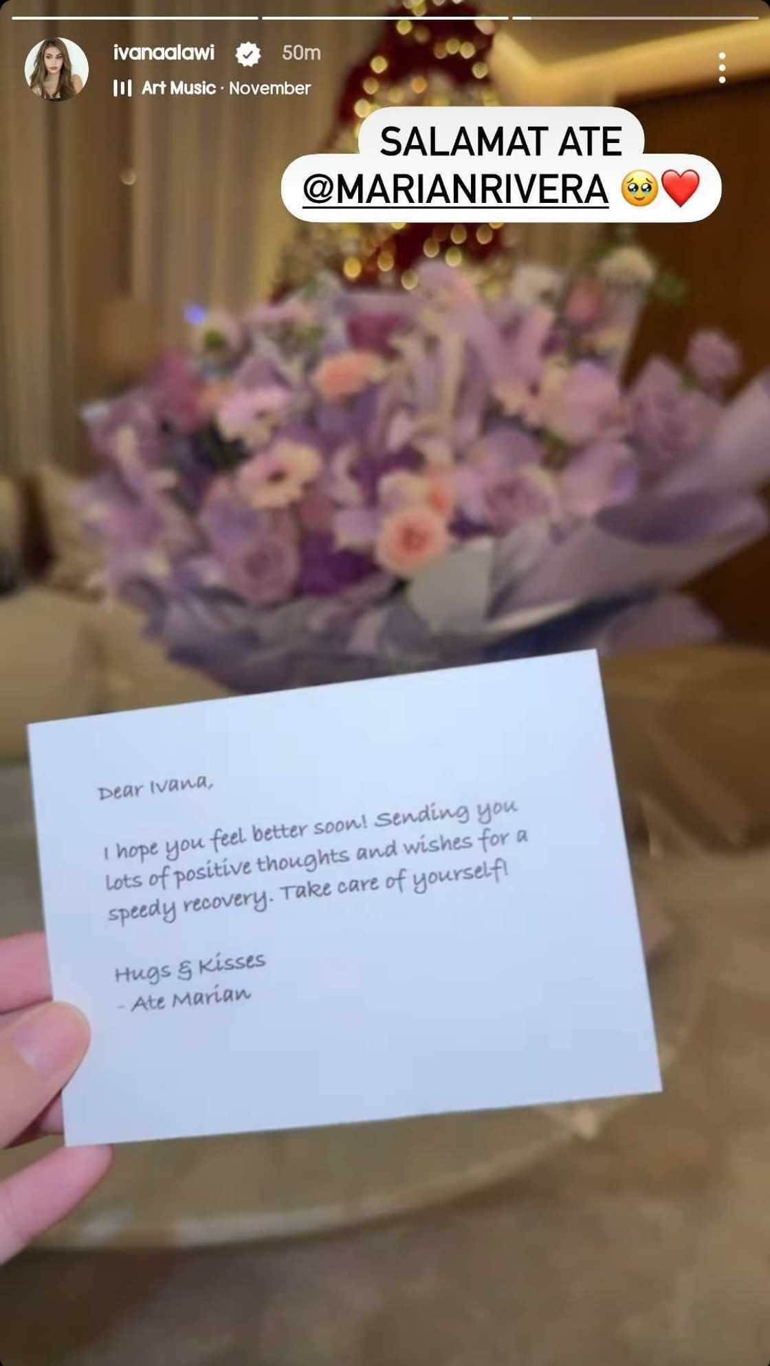 Ivana Alawi, nakatanggap ng bonggang bouquet mula kay Marian Rivera Ivana Alawi, nakatanggap ng bonggang bouquet mula kay Marian Rivera