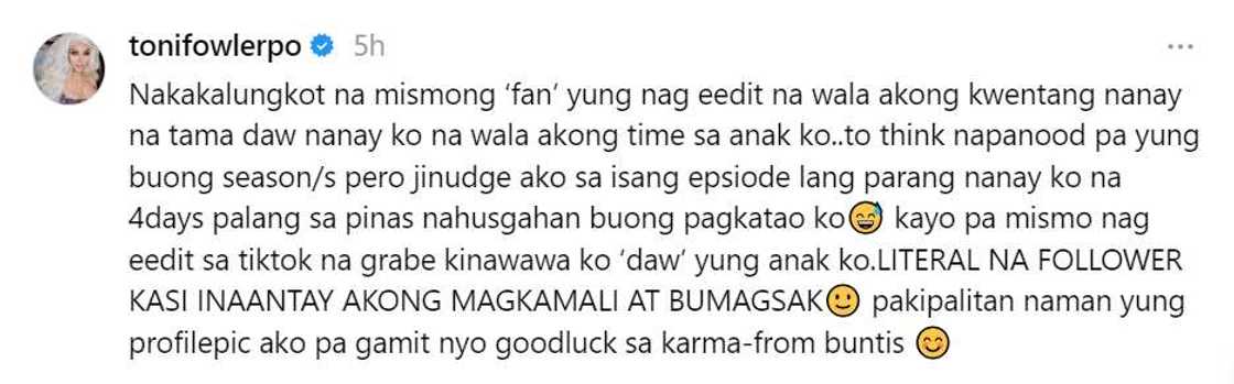 Toni Fowler, naghayag ng saloobin sa mga taong nanghusga sa kanya Toni Fowler, naghayag ng saloobin sa mga taong nanghusga sa kanya