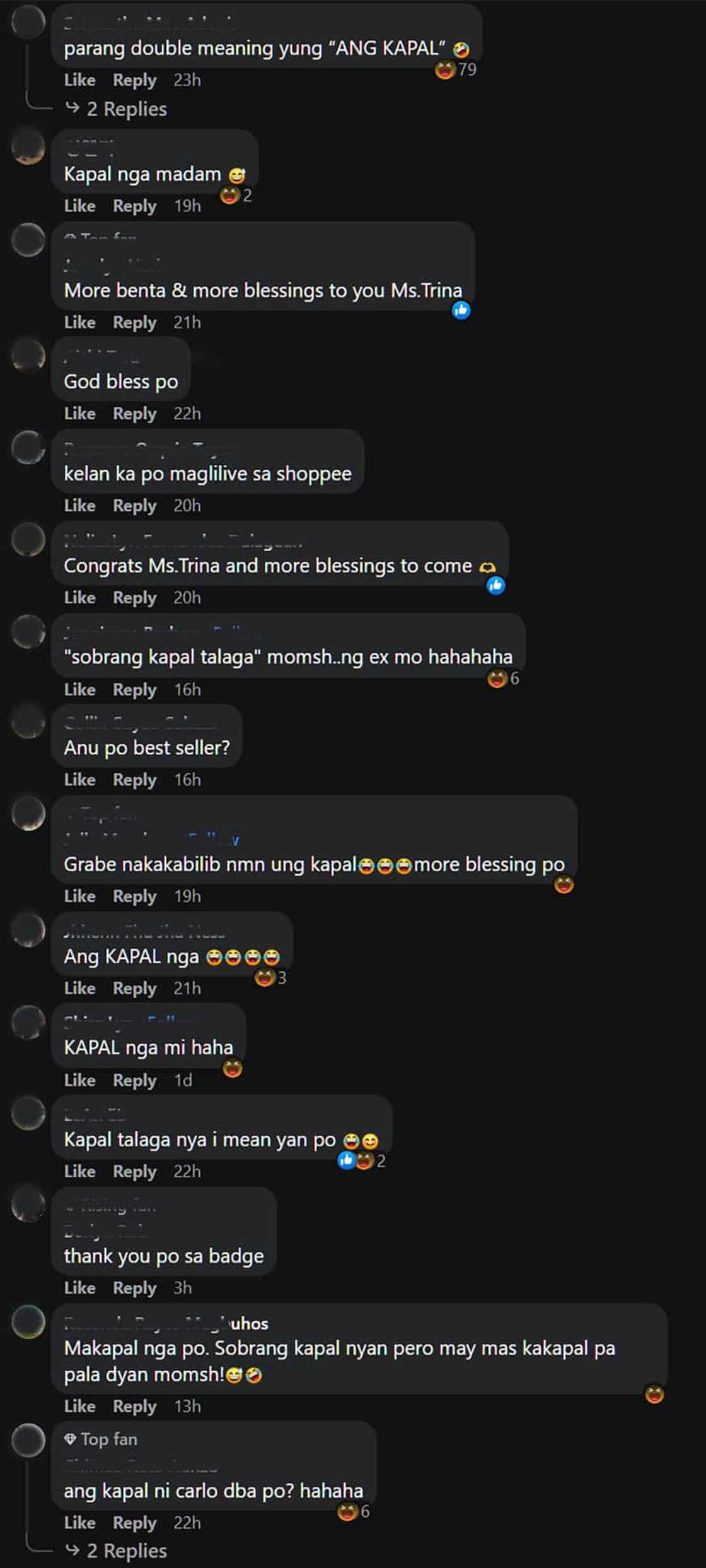 Netizens, nag-react sa "Ang Kapal" post ni Trina Candaza na anila’y tila may double meaning Netizens, nag-react sa "Ang Kapal" post ni Trina Candaza na anila’y tila may double meaning