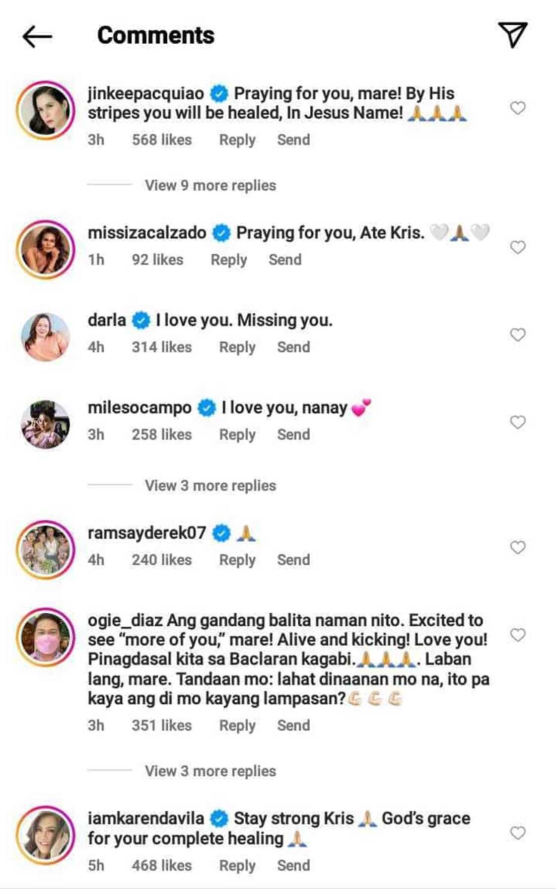 Celebrities, nag-react sa bagong post ni Kris Aquino ukol sa kanyang health: "Praying for you” Celebrities, nag-react sa bagong post ni Kris Aquino ukol sa kanyang health: "Praying for you”