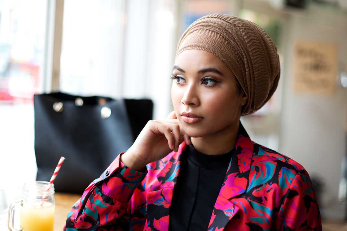 Reflective muslim girl