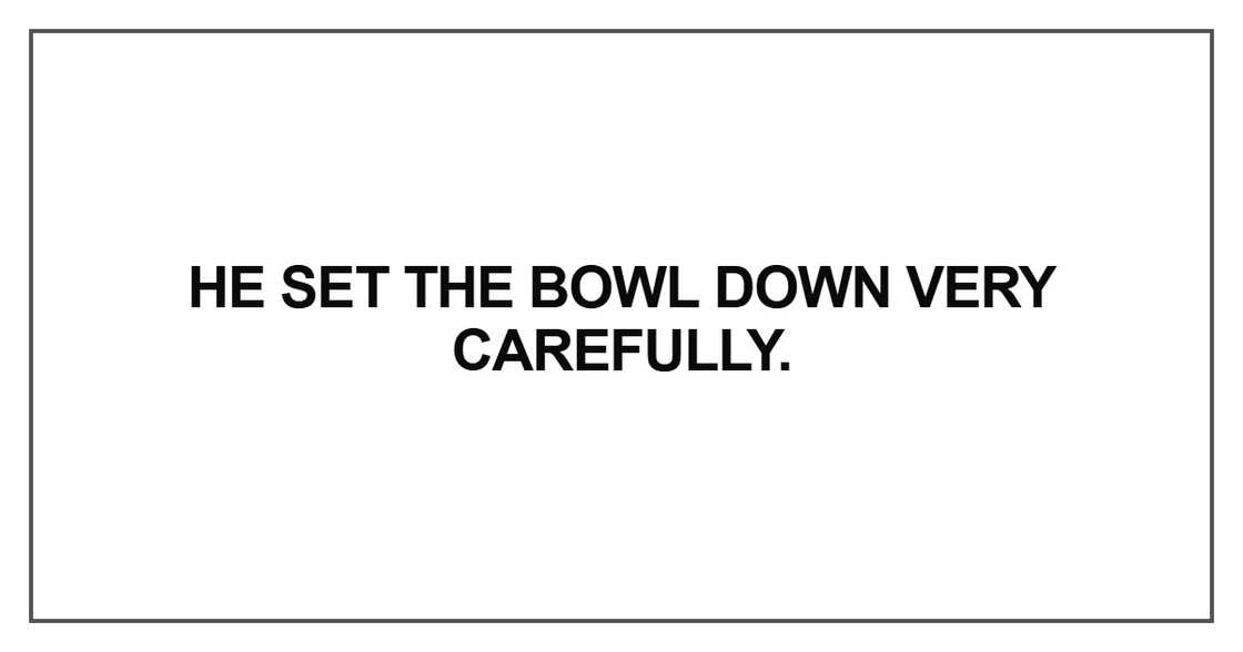 He set the bowl down very carefully