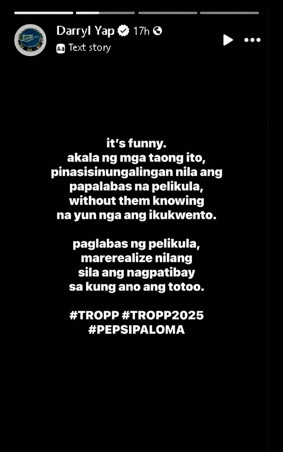 Darryl Yap: "Marerealize nilang sila ang nagpatibay sa kung ano ang totoo"