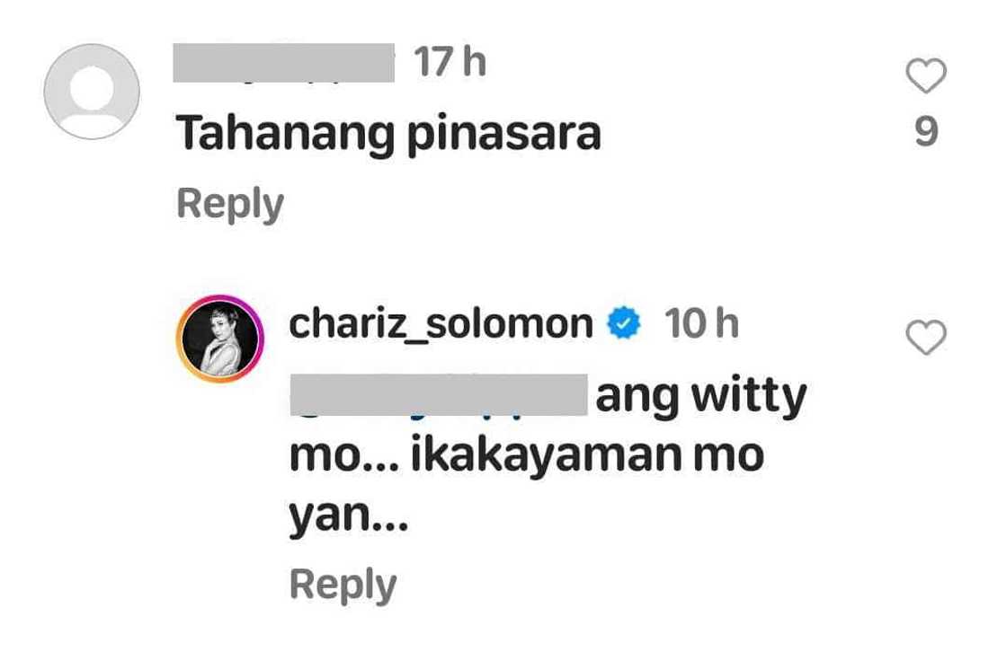 Chariz Solomon, sinagot ang “tahanang pinasara” comment ng basher: “ikakayaman mo yan” Chariz Solomon, sinagot ang “tahanang pinasara” comment ng basher: “ikakayaman mo yan”