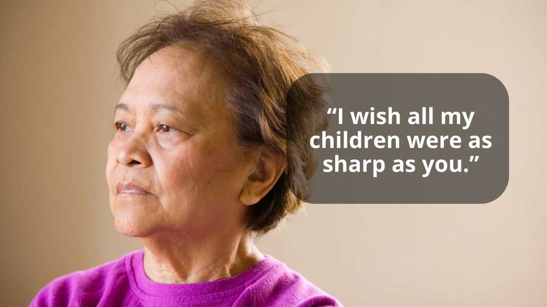 A regretful elderly lady