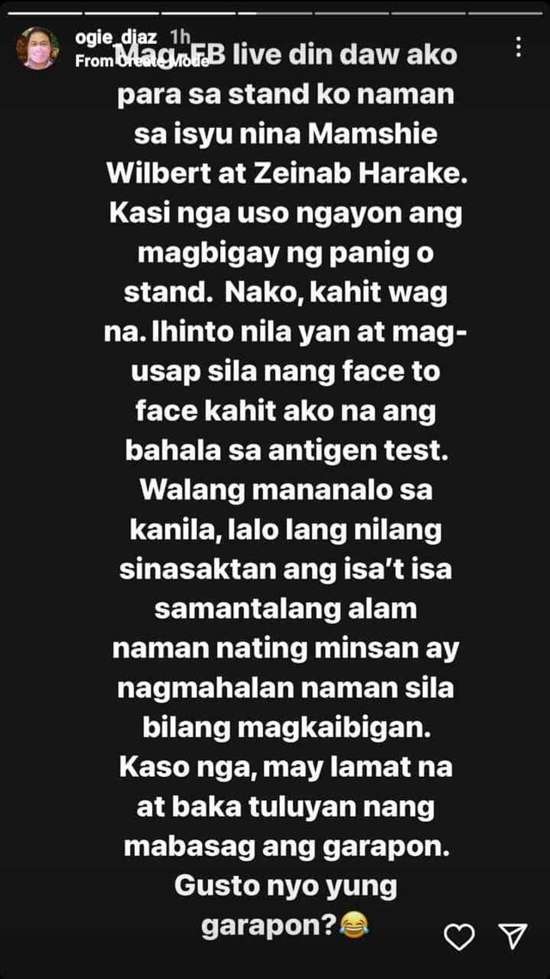 Zeinab Harake at Wilbert Tolentino, lalo lang daw sinasaktan ang isa't isa sabi ni Ogie Diaz