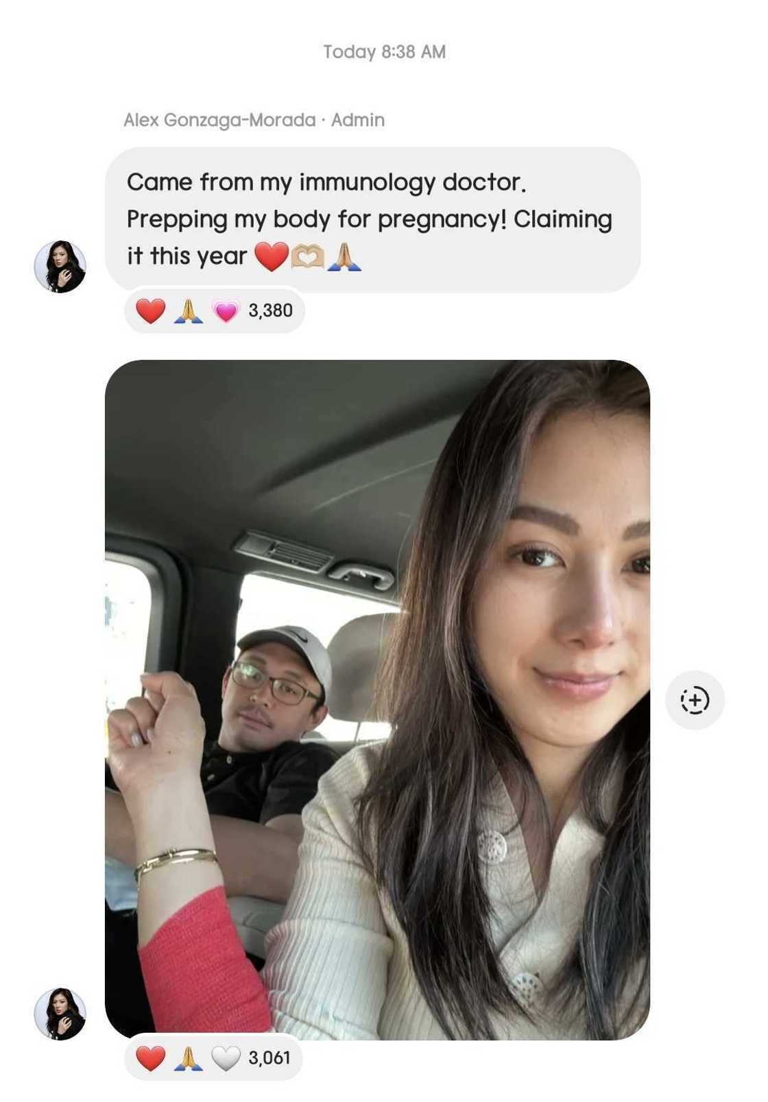 Alex Gonzaga posts a new update: "Prepping my body for pregnancy!" Alex Gonzaga posts a new update: "Prepping my body for pregnancy!"