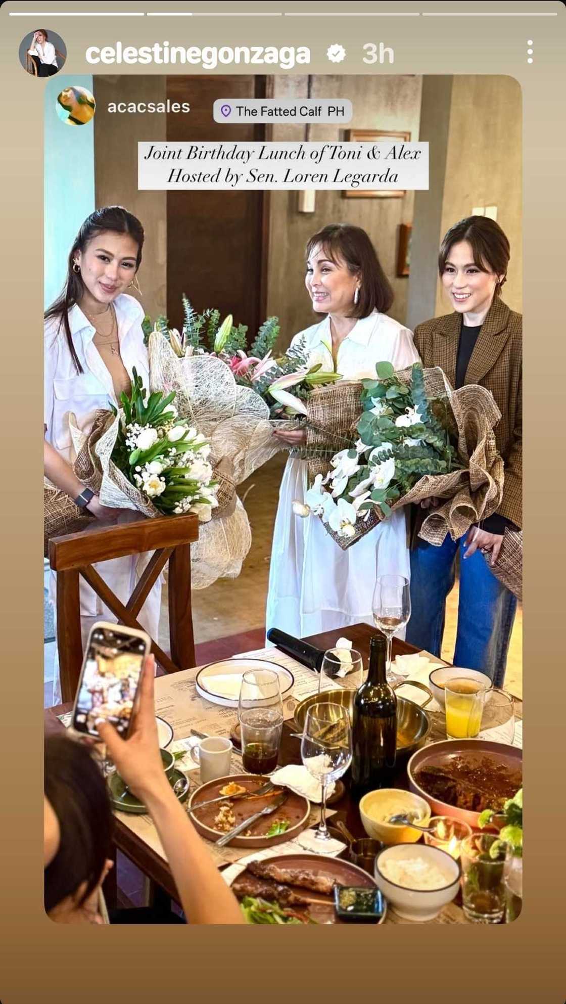 Loren Legarda, nag-host ng birthday lunch para kina Alex, Toni Gonzaga