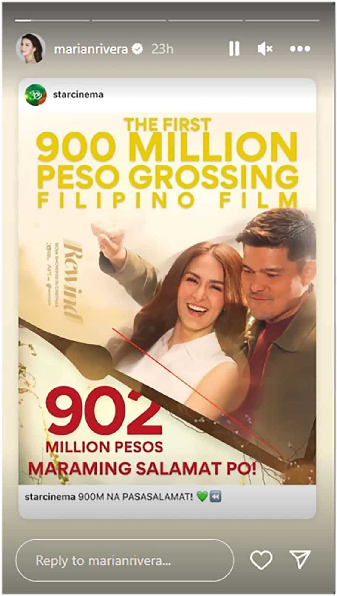 “Rewind,” kauna-unahang Filipino film na lumagpas sa P900M sa takilya “Rewind,” kauna-unahang Filipino film na lumagpas sa P900M sa takilya