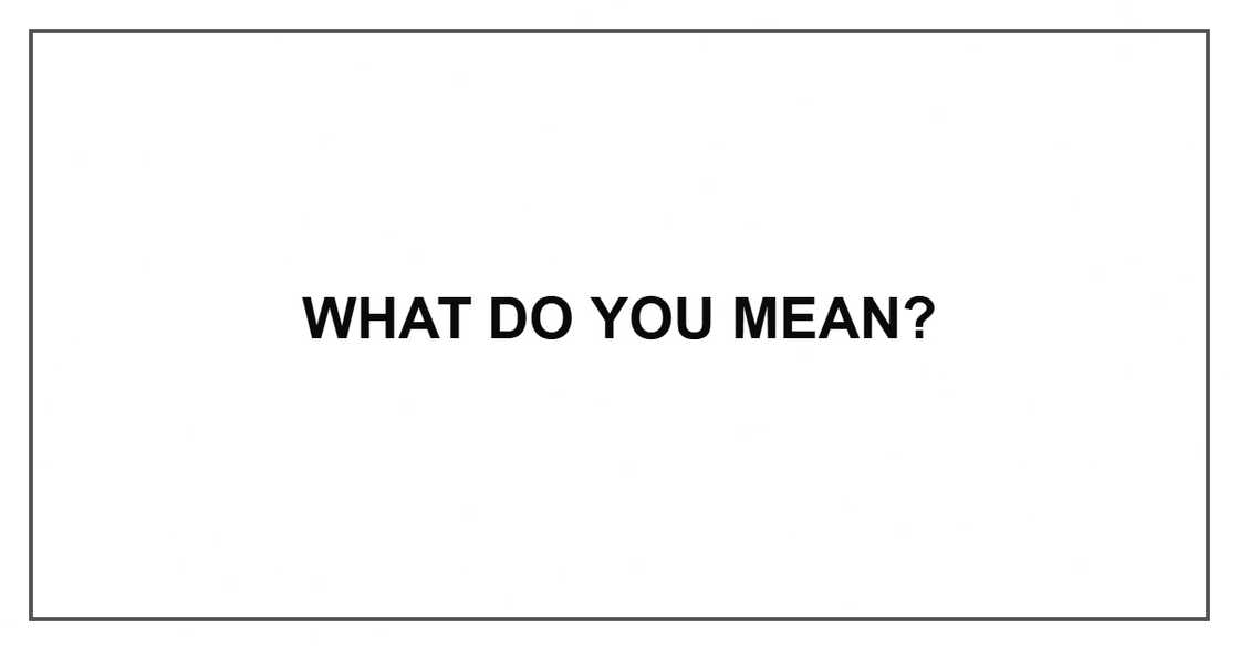 What do you mean? What do you mean?